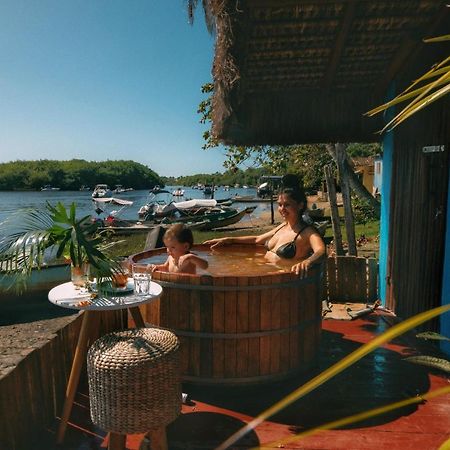 Casinha Azul na beira do Rio Caraíva Villa Exterior foto
