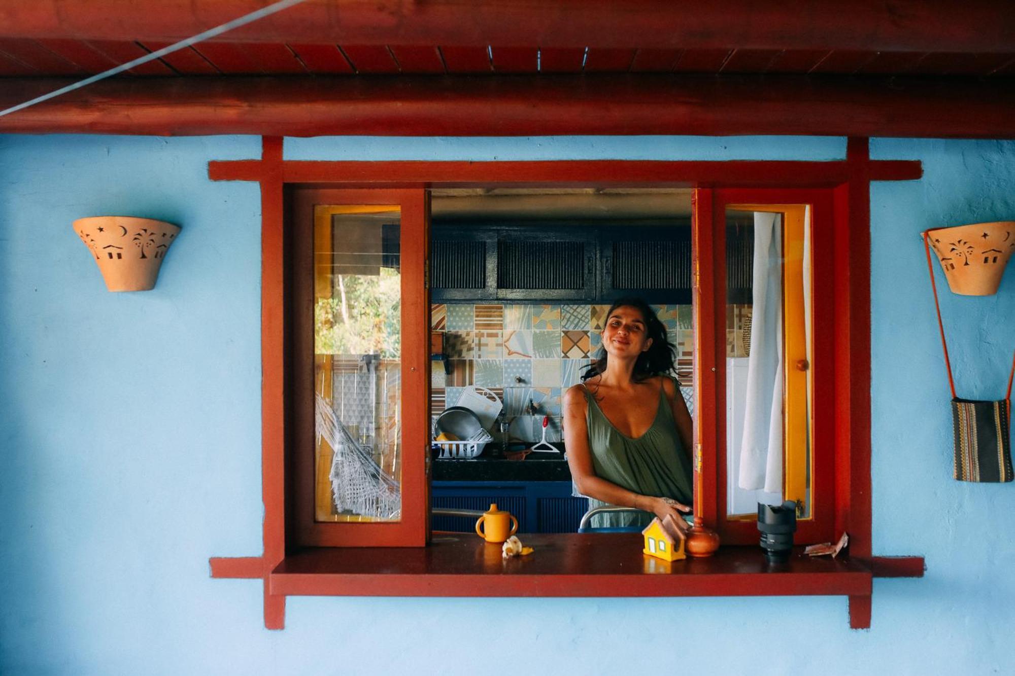 Casinha Azul na beira do Rio Caraíva Villa Exterior foto